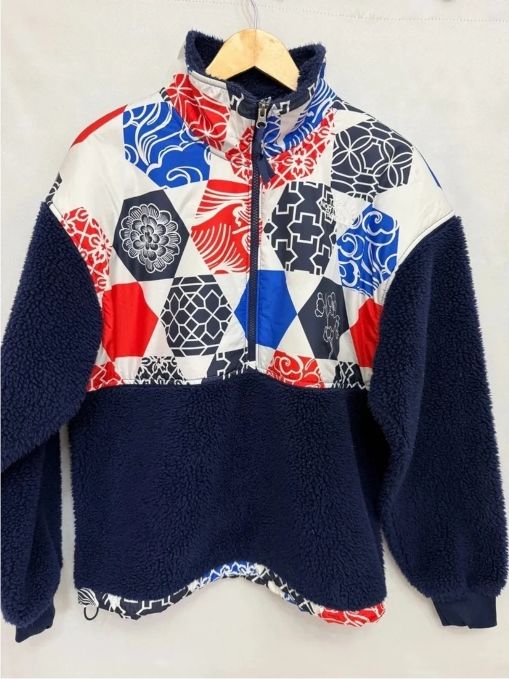 The North Face Printed Platte Sherpa 1/4 Zip Limited Olympic Capsule Blue Men S